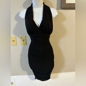Chic Black Backless Halter Dress